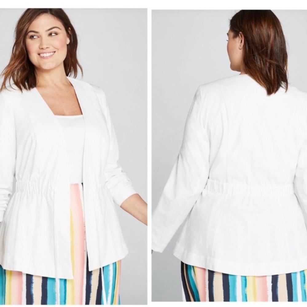 Lane Bryant White Linen Blazer Size 16